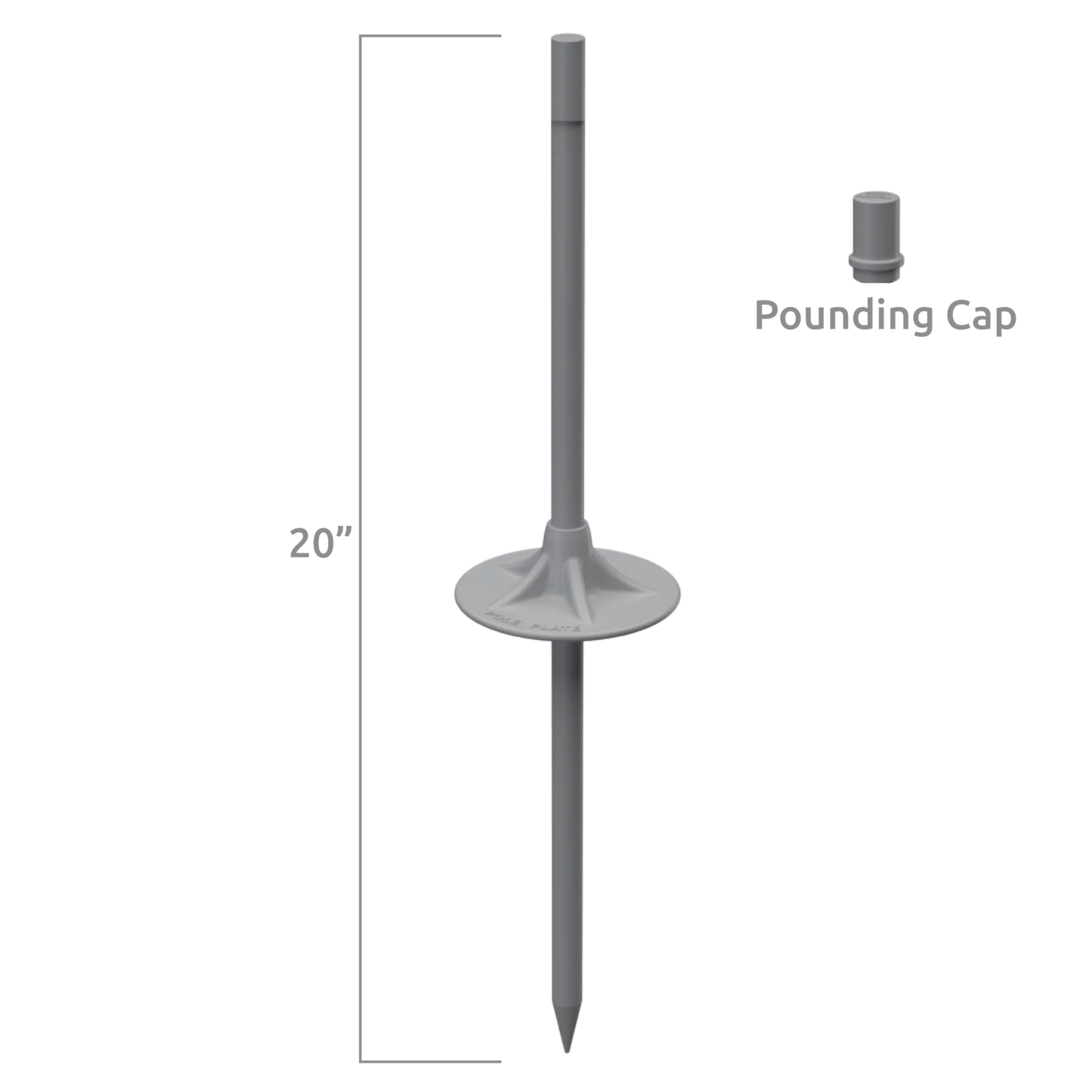 Fiberglass Pole Plate Ground Stake Kit (Grey)