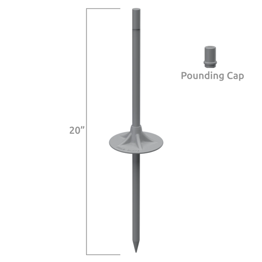 Fiberglass Pole Plate Ground Stake Kit (Grey)